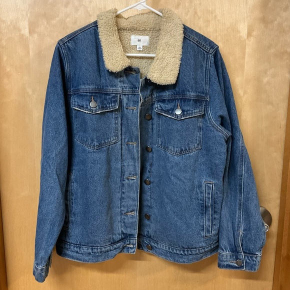 BP Denim Oversize Trucker Jacket Faux Shearling Neck & Lined Inside 🔥 - Picture 3 of 15